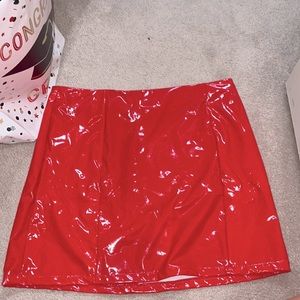 SHEIN red skirt leather